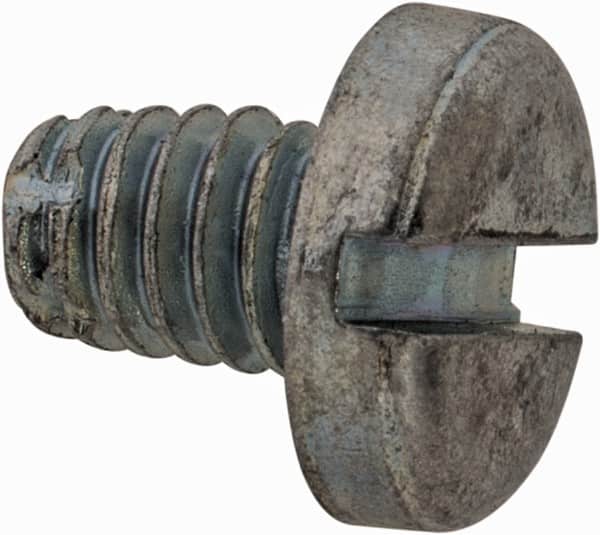 Value Collection - #8-32 UNC Thread, 1/4" Length Under Head, Slotted Drive Steel Thread Cutting Screw - Pan Head, Grade 2, Point Type F, Zinc-Plated Finish - Benchmark Tooling