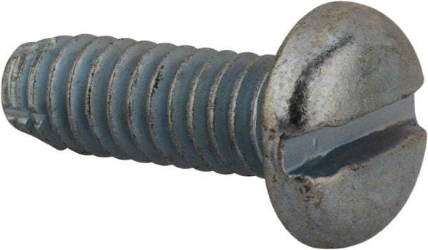 Value Collection - 1/4-20 UNC Thread, 3/4" Length Under Head, Slotted Drive Steel Thread Cutting Screw - Pan Head, Grade 2, Point Type F, Zinc-Plated Finish - Benchmark Tooling