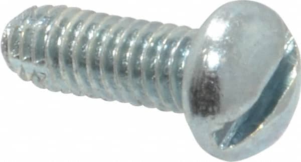 Value Collection - #8-32 UNC Thread, 1/2" Length Under Head, #2 Slotted/Phillips Drive Steel Thread Cutting Screw - Round Head, Grade 1016-1024, Point Type F, Zinc-Plated Finish - Benchmark Tooling