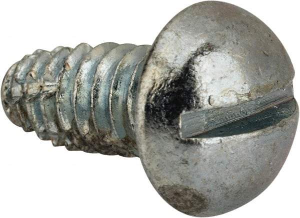 Value Collection - 1/4-20 UNC Thread, 1/2" Length Under Head, #3 Slotted/Phillips Drive Steel Thread Cutting Screw - Round Head, Grade 1016-1024, Point Type F, Zinc-Plated Finish - Benchmark Tooling