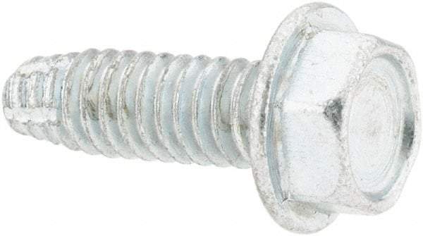 Value Collection - #8-32 UNC Thread, 1/2" Length Under Head, Hex Drive Steel Thread Cutting Screw - Hex Head, Grade 2, Point Type F, Zinc-Plated Finish - Benchmark Tooling