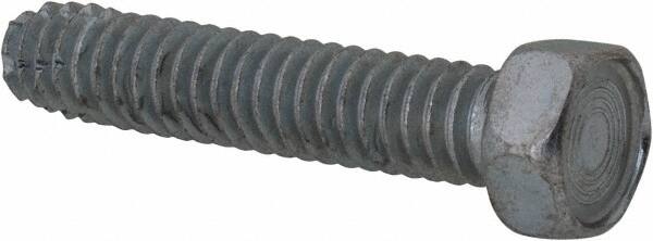 Value Collection - 1/4-20 UNC Thread, 1-1/4" Length Under Head, Hex Drive Steel Thread Cutting Screw - Hex Head, Grade 2, Point Type F, Zinc-Plated Finish - Benchmark Tooling