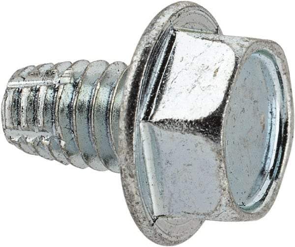 Value Collection - 5/16-18 UNC Thread, 1/2" Length Under Head, Hex Drive Steel Thread Cutting Screw - Hex Washer Head, Grade 2, Point Type F, Zinc-Plated Finish - Benchmark Tooling