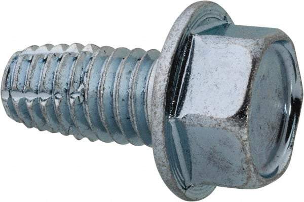 Value Collection - 3/8-16 UNC Thread, 3/4" Length Under Head, Hex Drive Steel Thread Cutting Screw - Hex Washer Head, Grade 2, Point Type F, Zinc-Plated Finish - Benchmark Tooling