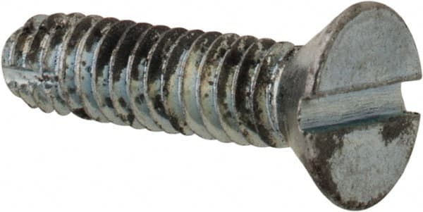 Value Collection - #8-32 UNC Thread, 5/8" OAL, Slotted Drive Steel Thread Cutting Screw - Flat Head, Grade 2, Point Type F, Zinc-Plated Finish - Benchmark Tooling