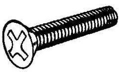 Value Collection - #4-40 UNC Thread, 3/8" OAL, #1 Phillips Drive Steel Thread Cutting Screw - Flat Head, Grade 1016-1024, Point Type F, Zinc-Plated Finish - Benchmark Tooling