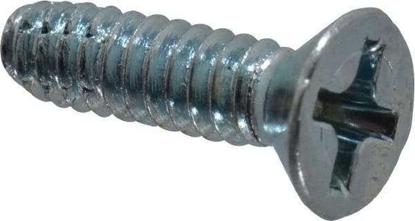 Value Collection - #6-32 UNC Thread, 1/2" OAL, Phillips Drive Steel Thread Cutting Screw - Flat Head, Grade 2, Point Type F, Zinc-Plated Finish - Benchmark Tooling