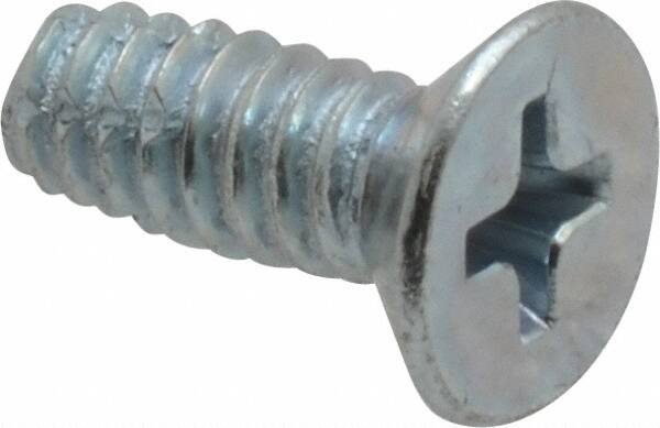 Value Collection - #10-24 UNC Thread, 1/2" OAL, Phillips Drive Steel Thread Cutting Screw - Flat Head, Grade 2, Point Type F, Zinc-Plated Finish - Benchmark Tooling