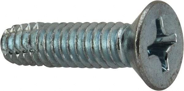 Value Collection - 1/4-20 UNC Thread, 1" OAL, Phillips Drive Steel Thread Cutting Screw - Flat Head, Grade 2, Point Type F, Zinc-Plated Finish - Benchmark Tooling