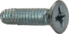Value Collection - 1/4-20 UNC Thread, 1" OAL, Phillips Drive Steel Thread Cutting Screw - Flat Head, Grade 2, Point Type F, Zinc-Plated Finish - Benchmark Tooling
