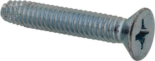 Value Collection - 1/4-20 UNC Thread, 1-1/2" OAL, Phillips Drive Steel Thread Cutting Screw - Flat Head, Grade 2, Point Type F, Zinc-Plated Finish - Benchmark Tooling