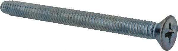 Value Collection - 1/4-20 UNC Thread, 3" OAL, Phillips Drive Steel Thread Cutting Screw - Flat Head, Grade 2, Point Type F, Zinc-Plated Finish - Benchmark Tooling