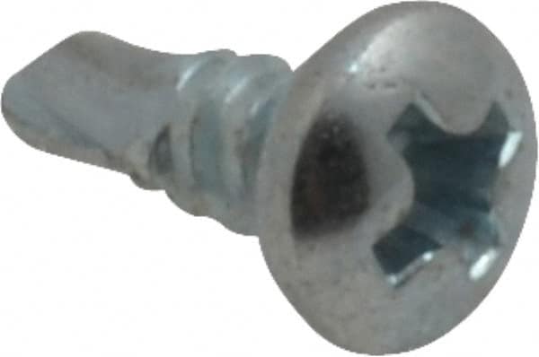 Value Collection - #6, Pan Head, Phillips Drive, 3/8" Length Under Head, #2 Point, Self Drilling Screw - Steel, Zinc-Plated Finish - Benchmark Tooling