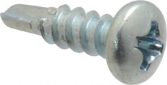 Value Collection - #6, Pan Head, Phillips Drive, 1/2" Length Under Head, #2 Point, Self Drilling Screw - Steel, Zinc-Plated Finish - Benchmark Tooling