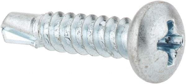 Value Collection - #8, Pan Head, Phillips Drive, 3/4" Length Under Head, #2 Point, Self Drilling Screw - Steel, Zinc-Plated Finish - Benchmark Tooling