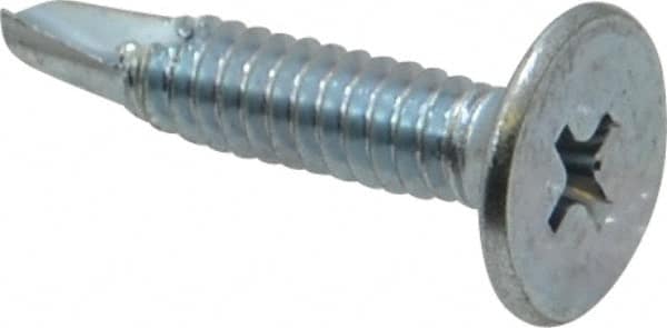Value Collection - #10, Wafer Head, Phillips Drive, 1" Length Under Head, #2 Point, Self Drilling Screw - Steel, Zinc-Plated Finish - Benchmark Tooling