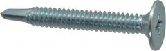 Value Collection - #10, Wafer Head, Phillips Drive, 1-1/2" Length Under Head, #2 Point, Self Drilling Screw - Steel, Zinc-Plated Finish - Benchmark Tooling
