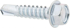 Value Collection - #12, Hex Washer Head, Hex Drive, 1" Length Under Head, #3 Point, Self Drilling Screw - Steel, Zinc-Plated Finish - Benchmark Tooling