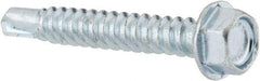Value Collection - #12, Hex Washer Head, Hex Drive, 1-1/2" Length Under Head, #3 Point, Self Drilling Screw - Steel, Zinc-Plated Finish - Benchmark Tooling