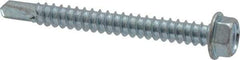 Value Collection - #12, Hex Washer Head, Hex Drive, 2" Length Under Head, #3 Point, Self Drilling Screw - Steel, Zinc-Plated Finish - Benchmark Tooling