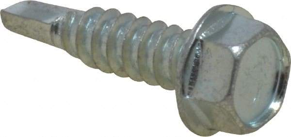 Value Collection - 1/4", Hex Washer Head, Hex Drive, 1" Length Under Head, #3 Point, Self Drilling Screw - Steel, Zinc-Plated Finish - Benchmark Tooling