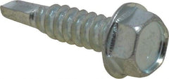 Value Collection - 1/4", Hex Washer Head, Hex Drive, 1" Length Under Head, #3 Point, Self Drilling Screw - Steel, Zinc-Plated Finish - Benchmark Tooling