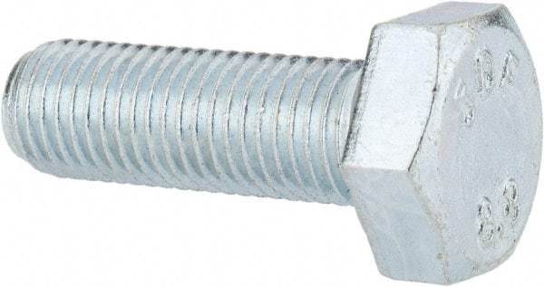 Value Collection - M10x1.25mm Metric Fine, 30mm Length Under Head Hex Head Cap Screw - Fully Threaded, Grade 8.8 Steel, Zinc-Plated Finish, 17mm Hex - Benchmark Tooling