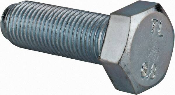 Value Collection - M12x1.25mm Metric Fine, 35mm Length Under Head Hex Head Cap Screw - Fully Threaded, Grade 8.8 Steel, Zinc-Plated Finish, 19mm Hex - Benchmark Tooling