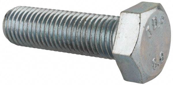 Value Collection - M12x1.50mm Metric Fine, 40mm Length Under Head Hex Head Cap Screw - Fully Threaded, Grade 8.8 Steel, Zinc-Plated Finish, 19mm Hex - Benchmark Tooling