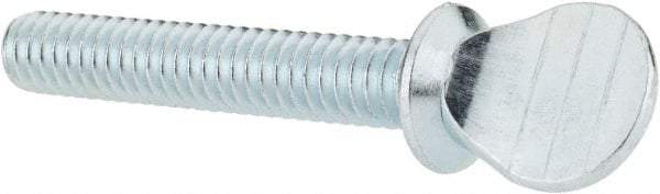 Value Collection - 1/4-20 Oval Shoulder Grade 2 Steel Thumb Screw - 1-1/2" OAL, Zinc-Plated Finish - Benchmark Tooling