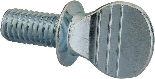 Value Collection - 3/8-16 Oval Shoulder Grade 2 Steel Thumb Screw - 3/4" OAL, Zinc-Plated Finish - Benchmark Tooling