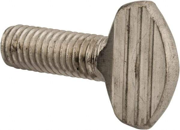 Value Collection - 3/8-16 Oval Shoulderless Grade 18-8 Stainless Steel Thumb Screw - 1" OAL, 0.95" Head Height - Benchmark Tooling