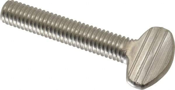 Value Collection - 3/8-16 Oval Shoulderless Grade 18-8 Stainless Steel Thumb Screw - 2" OAL, 0.95" Head Height - Benchmark Tooling