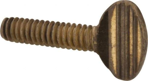 Value Collection - #10-24 Oval Shoulderless Brass Thumb Screw - 3/4" OAL, 0.48" Head Height - Benchmark Tooling