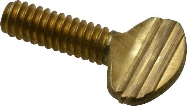 Value Collection - 1/4-20 Oval Shoulderless Brass Thumb Screw - 3/4" OAL, 0.64" Head Height - Benchmark Tooling