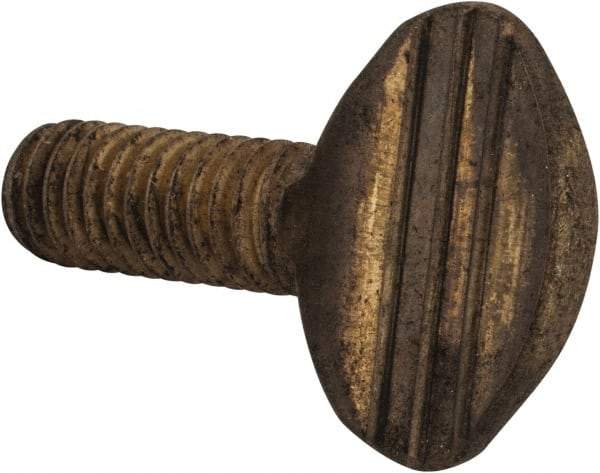 Value Collection - 5/16-18 Oval Shoulderless Brass Thumb Screw - 3/4" OAL, 0.78" Head Height - Benchmark Tooling