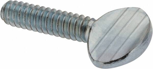 Value Collection - #6-32 Oval Shoulderless Grade 2 Steel Thumb Screw - 1/2" OAL, Zinc-Plated Finish - Benchmark Tooling