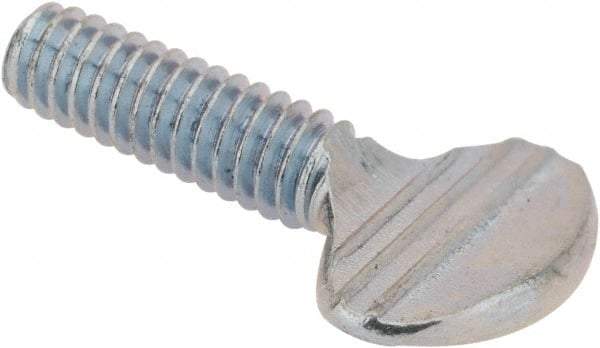 Value Collection - #8-32 Oval Shoulderless Grade 2 Steel Thumb Screw - 1/2" OAL, Zinc-Plated Finish - Benchmark Tooling