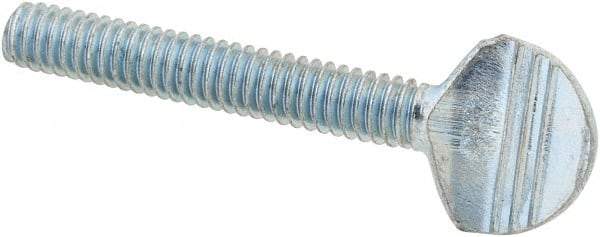 Value Collection - #8-32 Oval Shoulderless Grade 2 Steel Thumb Screw - 1" OAL, Zinc-Plated Finish - Benchmark Tooling