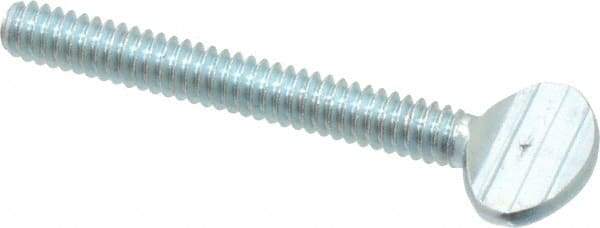 Value Collection - #10-24 Oval Shoulderless Grade 2 Steel Thumb Screw - 1-1/2" OAL, Zinc-Plated Finish - Benchmark Tooling