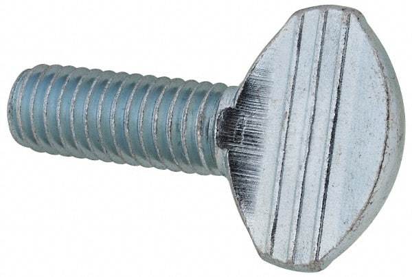 Value Collection - 3/8-16 Oval Shoulderless Grade 2 Steel Thumb Screw - 1" OAL, Zinc-Plated Finish - Benchmark Tooling