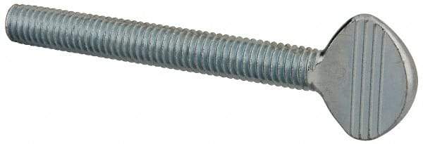 Value Collection - 3/8-16 Oval Shoulderless Grade 2 Steel Thumb Screw - 3" OAL, Zinc-Plated Finish - Benchmark Tooling