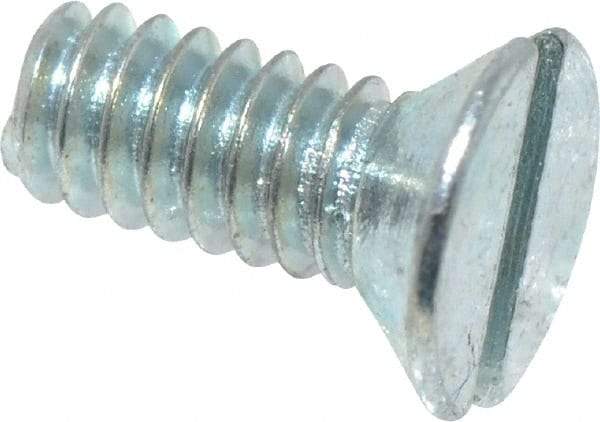 Value Collection - #3-48 UNC, 1/4" OAL Slotted Drive Machine Screw - Flat Head, Grade 2 Steel, Zinc-Plated Finish, Without Washer - Benchmark Tooling