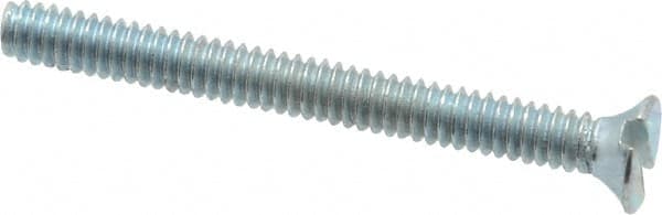 Value Collection - #3-48 UNC, 1" OAL Slotted Drive Machine Screw - Flat Head, Grade 2 Steel, Zinc-Plated Finish, Without Washer - Benchmark Tooling
