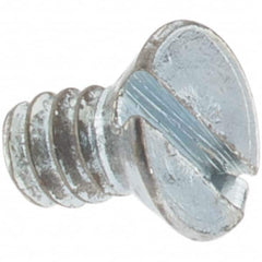 Value Collection - #4-40 UNC, 3/16" OAL Slotted Drive Machine Screw - Flat Head, Grade 2 Steel, Zinc-Plated Finish, Without Washer - Benchmark Tooling