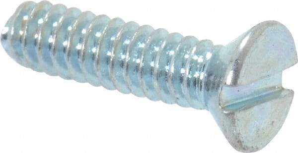 Value Collection - #4-40 UNC, 7/16" OAL Slotted Drive Machine Screw - Flat Head, Grade 2 Steel, Zinc-Plated Finish, Without Washer - Benchmark Tooling