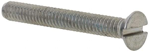 Value Collection - #5-40 UNC, 1" OAL Slotted Drive Machine Screw - Flat Head, Grade 2 Steel, Zinc-Plated Finish, Without Washer - Benchmark Tooling
