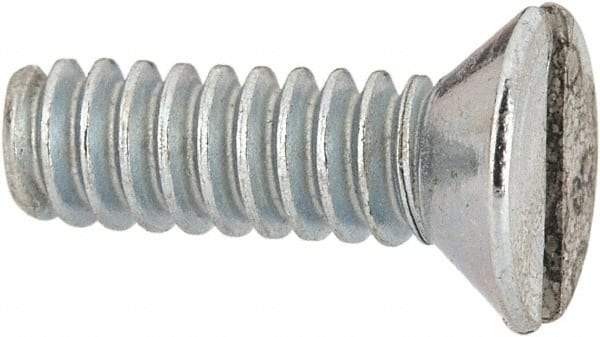 Value Collection - #6-32 UNC, 7/16" OAL Slotted Drive Machine Screw - Flat Head, Grade 2 Steel, Zinc-Plated Finish, Without Washer - Benchmark Tooling