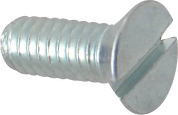 Value Collection - #8-32 UNC, 7/16" OAL Slotted Drive Machine Screw - Flat Head, Grade 2 Steel, Zinc-Plated Finish, Without Washer - Benchmark Tooling