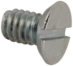 Value Collection - #12-24 UNC, 3/8" OAL Slotted Drive Machine Screw - Flat Head, Grade J82 Steel, Zinc-Plated Finish, Without Washer - Benchmark Tooling